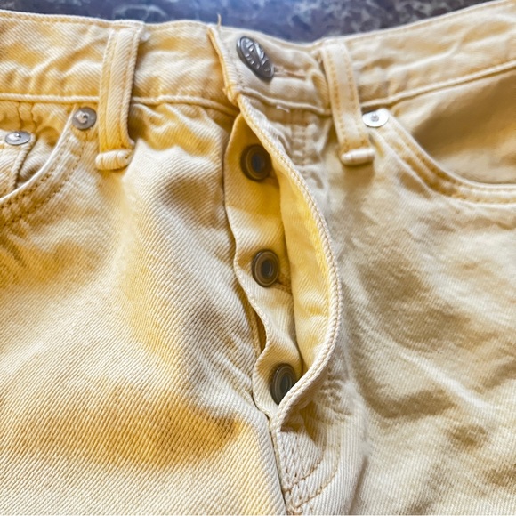 RAG & BONE Maya High Rise Denim Shorty Shorts in Lemon Drop Yellow - Picture 11 of 12